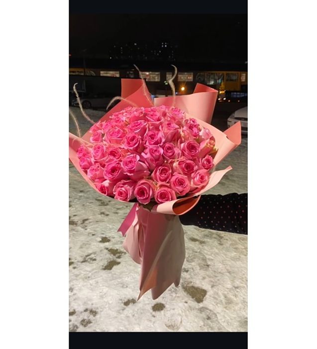 50 İthal Pembe Gül Buketi