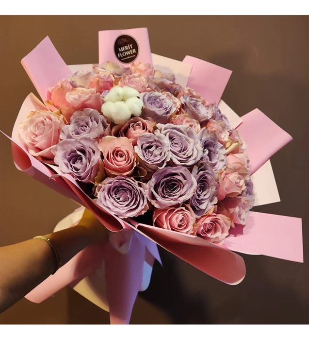 Pembe Mor Gül Buketi