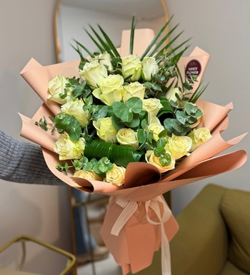 ankara çiçekçi, beyaz gül buketi, ithal beyaz gül buketi