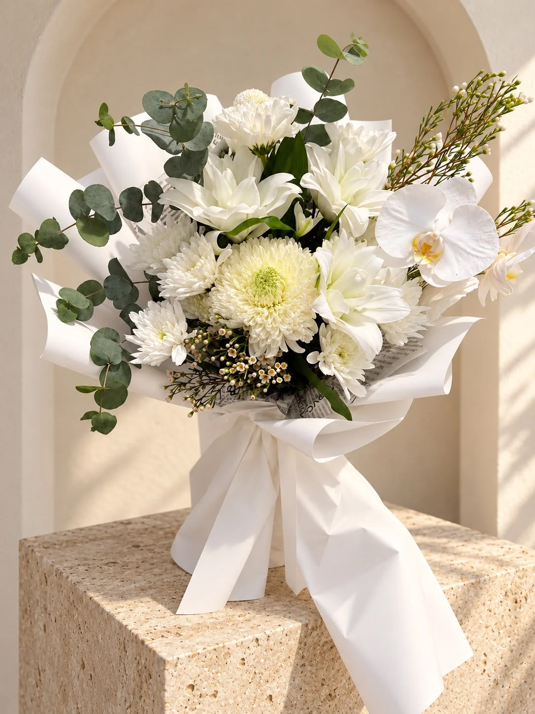 Bianca Elegance – Beyaz Orkide ve Lilyum Buketi
