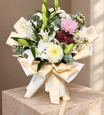 Lilyumbuketi, kazablankabuketi, pembelilyumlar,meritflower