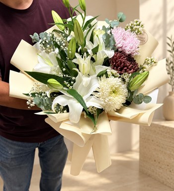 Lilyumbuketi, kazablankabuketi, pembelilyumlar,meritflower
