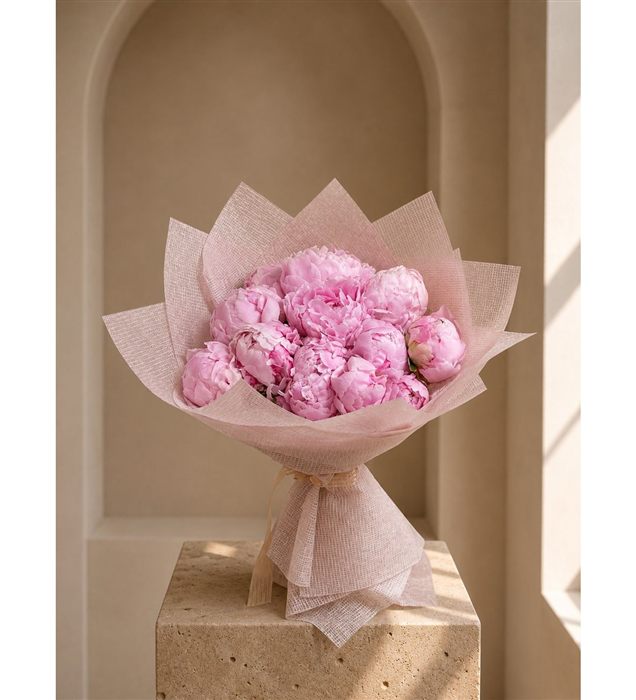 Pink Peony Bouquet | 11 İthal Şakayık Buketi